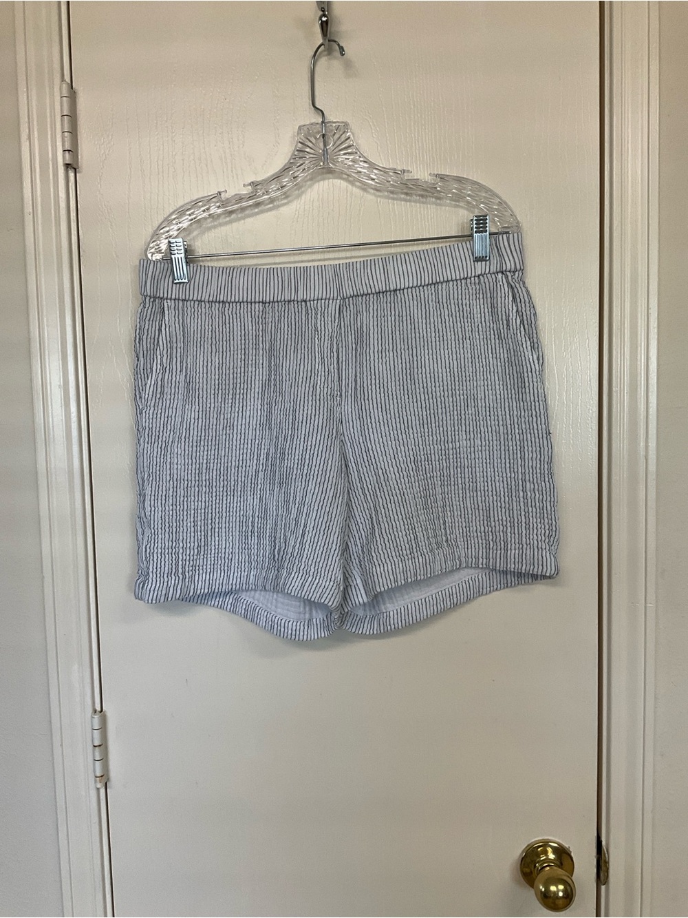 J. Jill Blue and White Striped Seersucker Shorts